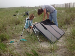 “R2D2”, automated telemetry receiver used to track piping plover movements (Photo courtesy of Lauren Gingerella)