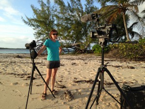 CWFNJ's Stephanie Egger filming on location in the Bahamas