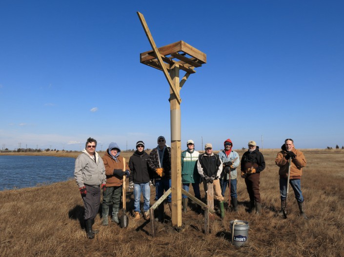 Volunteers who helped to install the first platform for ospreys in 2014! © Ben Wurst