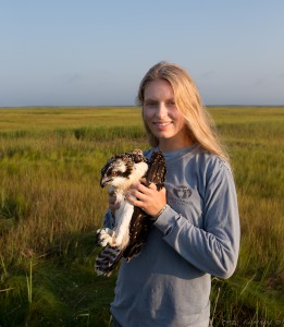 Brooke Sambol holding an Osprey (c) Eric Sambol