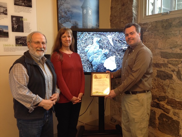 From Left to Right: Duke Farms Executive Director Michael Catania, Contest Winner Diane Cook, CWF Executive Director David Wheeler