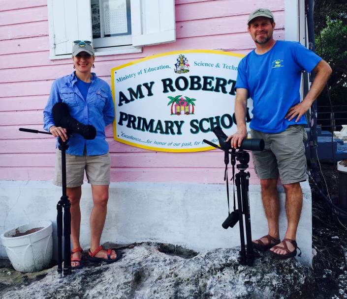 Shorebird Sister School Network leaders and CWF biologists, Stephanie Egger and Todd Pover at Amy Roberts Primary School, one of the first sister schools in the program.