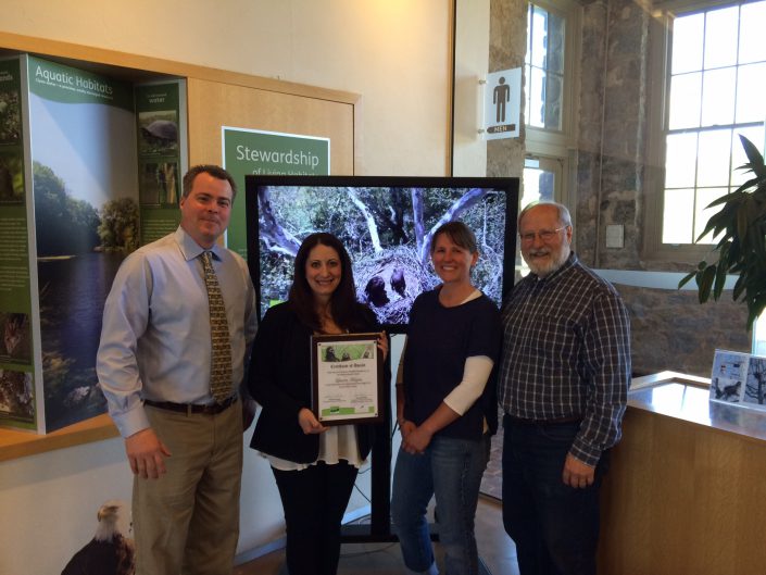 From left to right: David Wheeler, Lauren Kurzius, Duke Farms Programs and Community Garden Manager Tanya Sulikowski, Duke Farms Executive Director Michael Catania.