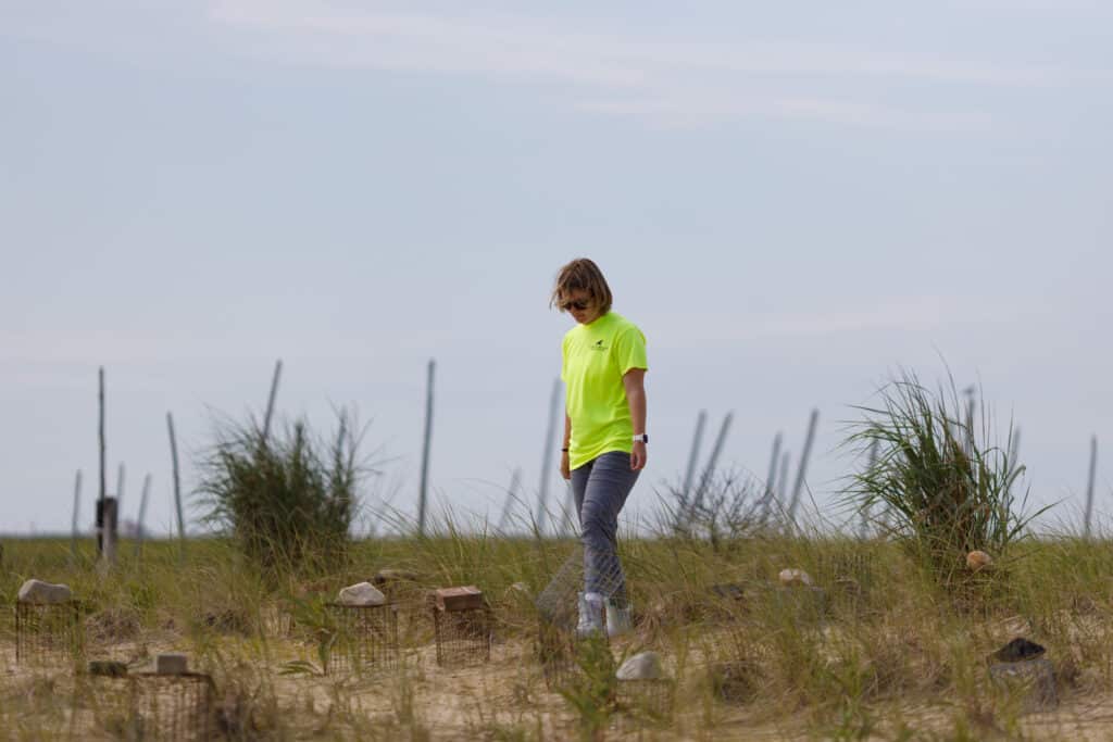Megan McDougall, 2025 Great Bay Terrapin Project Volunteer Student Research Intern at habitat enhancement site.